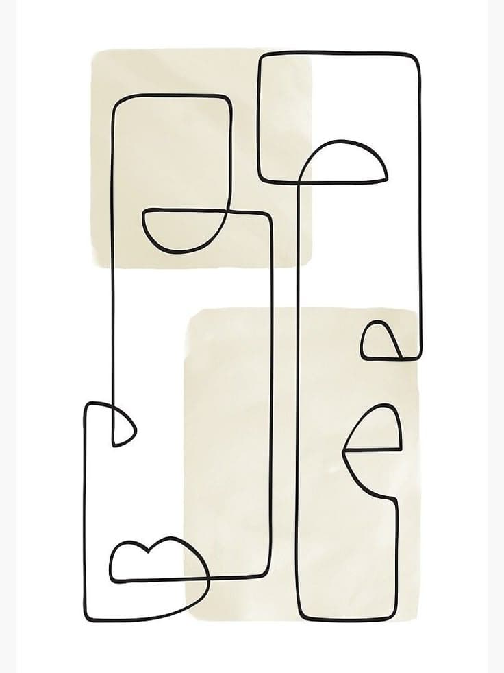 Minimalist Geometric Line Art Print – Modern Abstract One Line Shapes