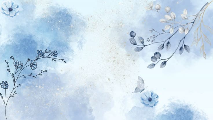Blue Floral Watercolor Background – Elegant Botanical Art Printable Wall Decor
