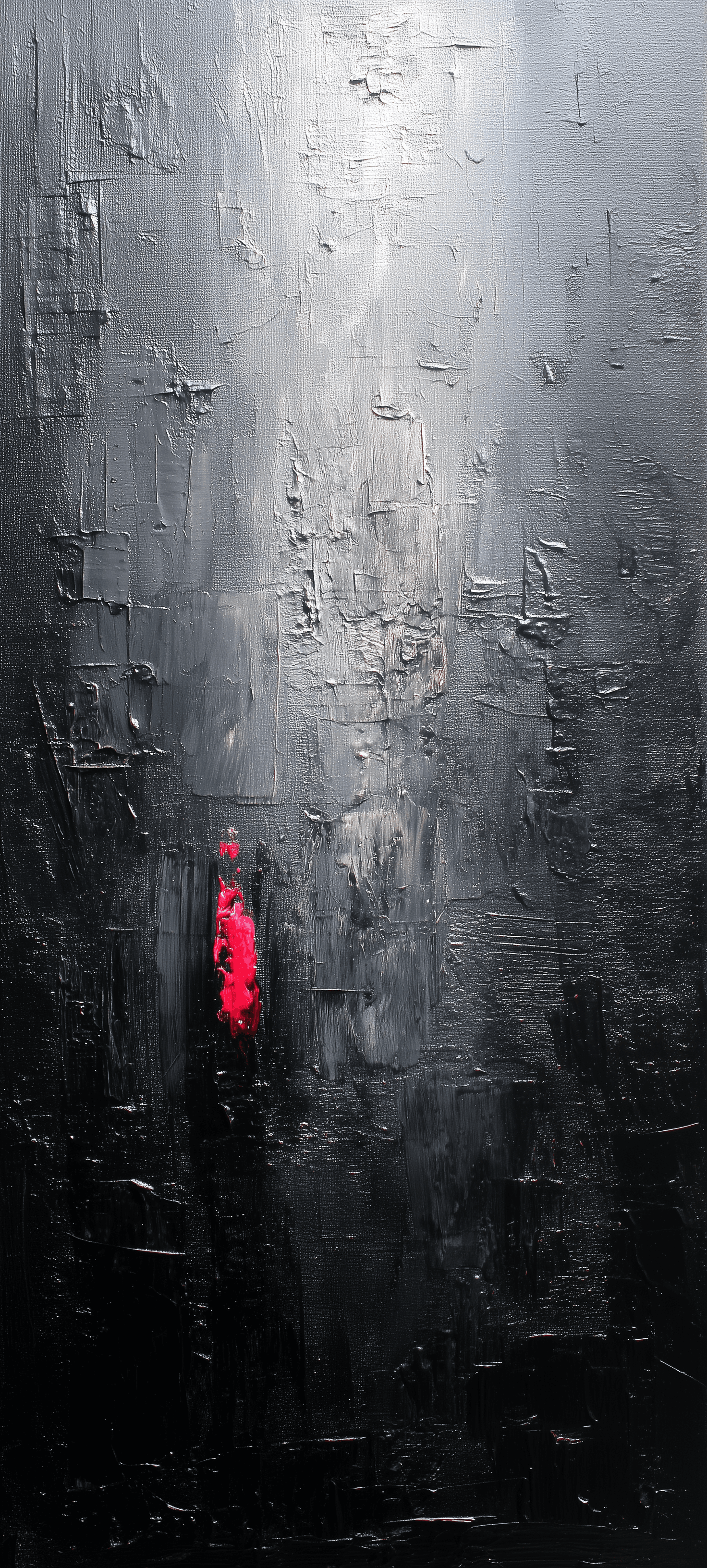 Dark Textured Abstract Art with Red Accent
