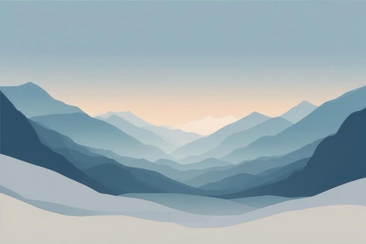 Silent Peaks – Minimalist Blue Mountain Wall Art