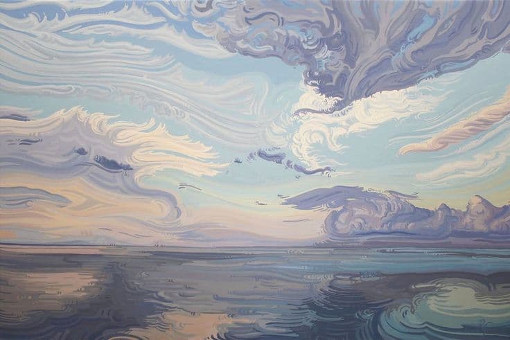 Whispering Skies – Abstract Swirl Cloud Seascape Wall Art