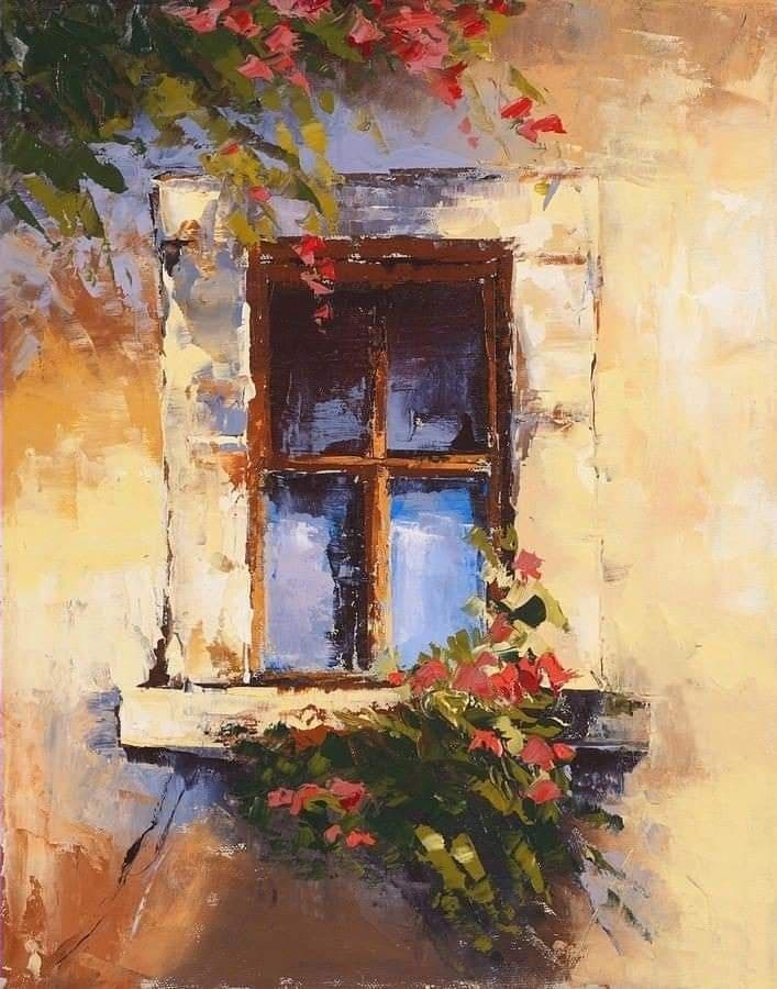 Rustic Window Bloom – Vintage Floral Wall Art