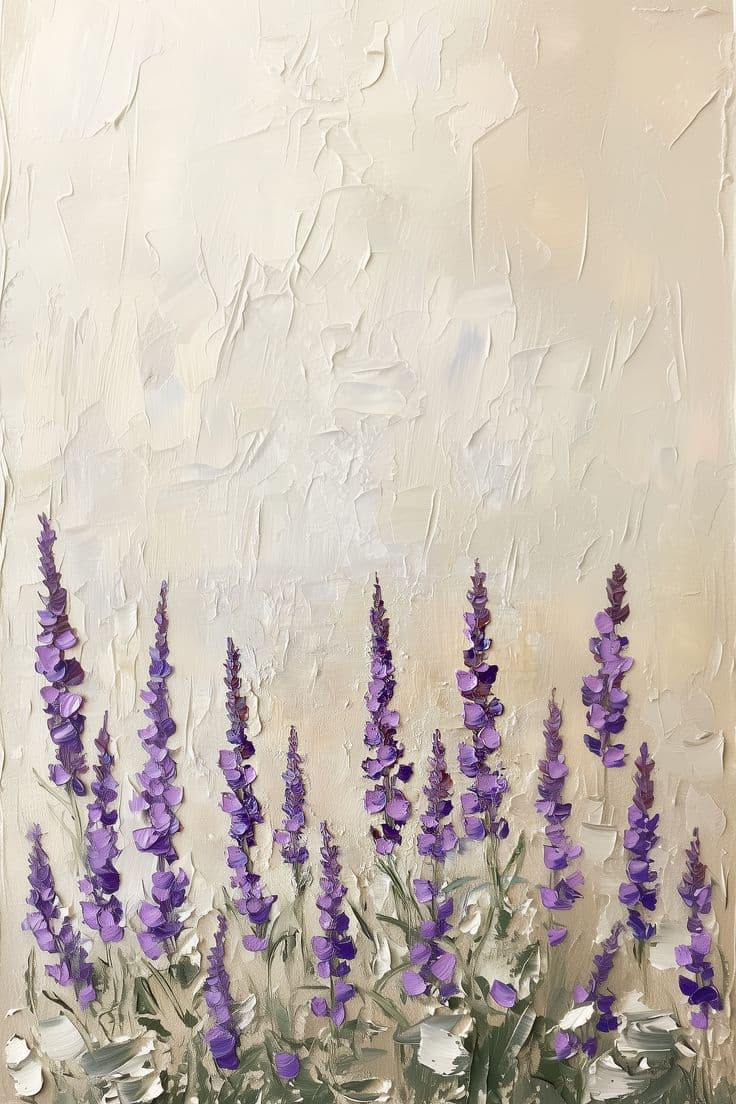 Lavender Dreams – Textured Purple Wildflower Palette Knife Art