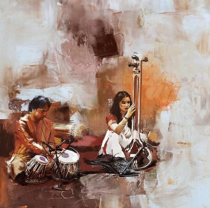 Indian Classical Music Painting | Tabla and Tanpura Wall Art